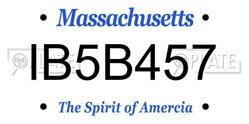 IB5B457 Massachusetts License Plate