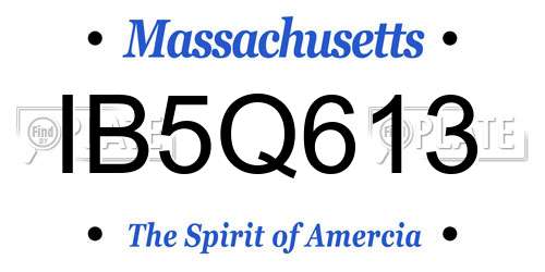 IB5Q613 Massachusetts License Plate