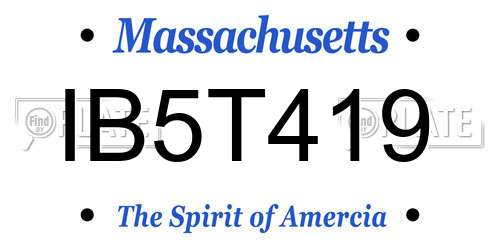 IB5T419 Massachusetts License Plate