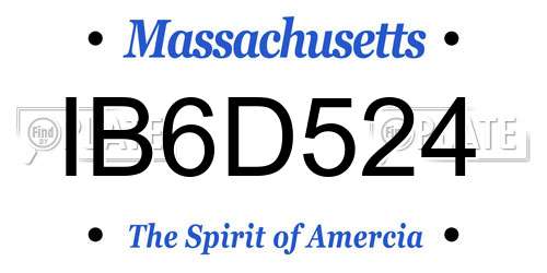 IB6D524 Massachusetts License Plate