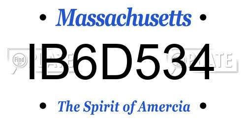 IB6D534 Massachusetts License Plate