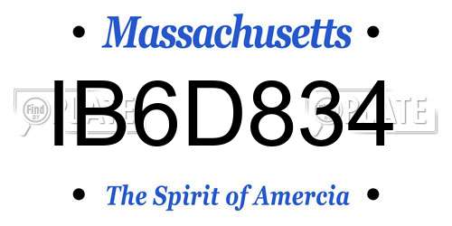 IB6D834 Massachusetts License Plate