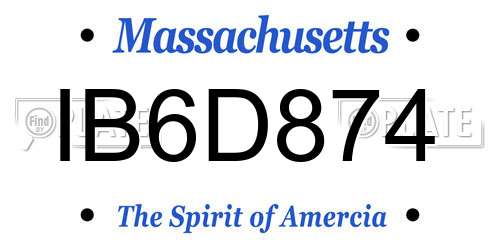 IB6D874 Massachusetts License Plate