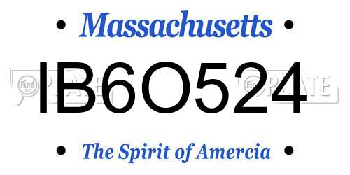 IB6O524 Massachusetts License Plate