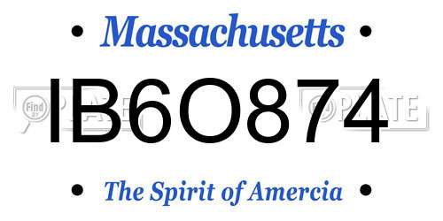 IB6O874 Massachusetts License Plate