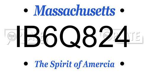 IB6Q824 Massachusetts License Plate