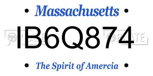 IB6Q874 Massachusetts License Plate