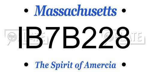 IB7B228 Massachusetts License Plate