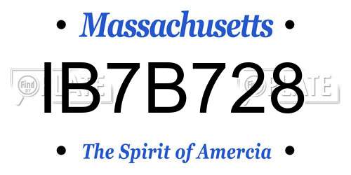 IB7B728 Massachusetts License Plate