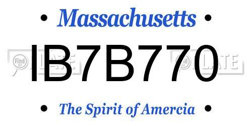 IB7B770 Massachusetts License Plate
