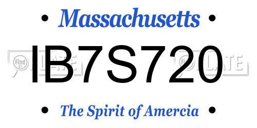IB7S720 Massachusetts License Plate