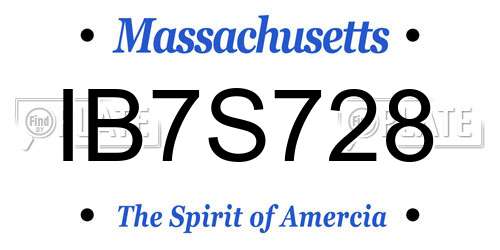 IB7S728 Massachusetts License Plate