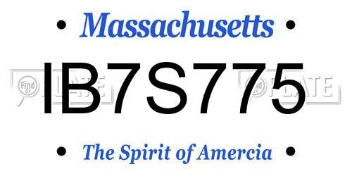 IB7S775 Massachusetts License Plate