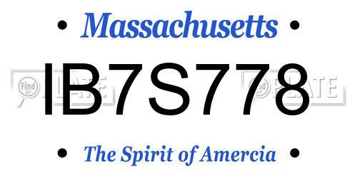 IB7S778 Massachusetts License Plate