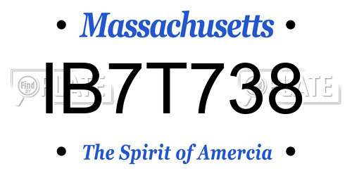 IB7T738 Massachusetts License Plate