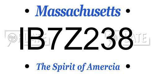 IB7Z238 Massachusetts License Plate