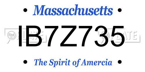 IB7Z735 Massachusetts License Plate
