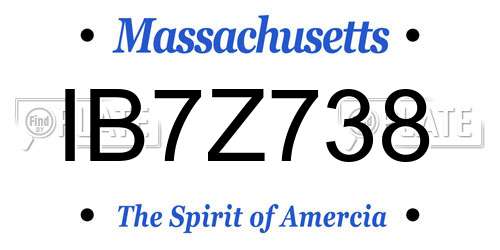 IB7Z738 Massachusetts License Plate