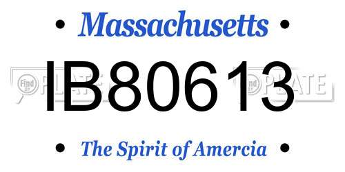 IB80613 Massachusetts License Plate