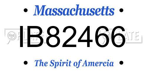 IB82466 Massachusetts License Plate