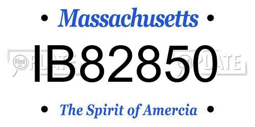 IB82850 Massachusetts License Plate