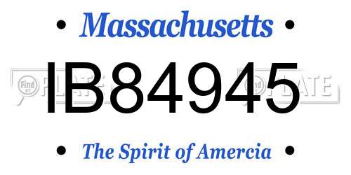 IB84945 Massachusetts License Plate
