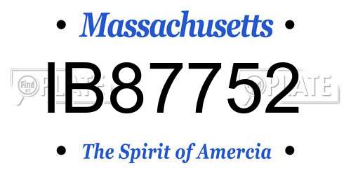 IB87752 Massachusetts License Plate