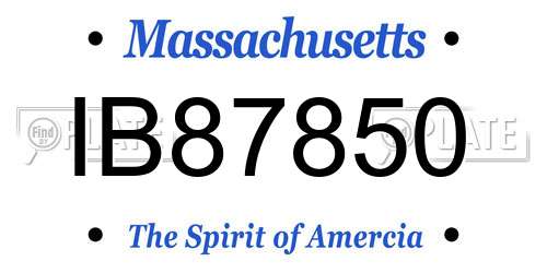 IB87850 Massachusetts License Plate
