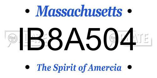 IB8A504 Massachusetts License Plate