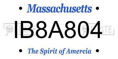 IB8A804 Massachusetts License Plate
