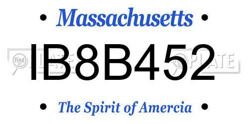 IB8B452 Massachusetts License Plate