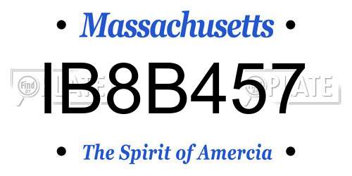 IB8B457 Massachusetts License Plate