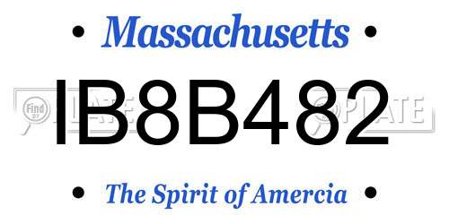 IB8B482 Massachusetts License Plate