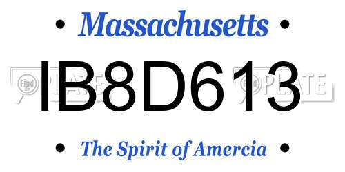 IB8D613 Massachusetts License Plate