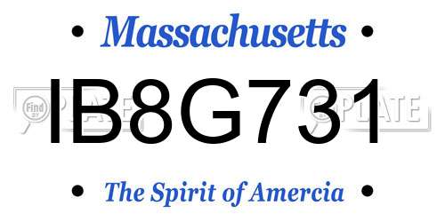IB8G731 Massachusetts License Plate