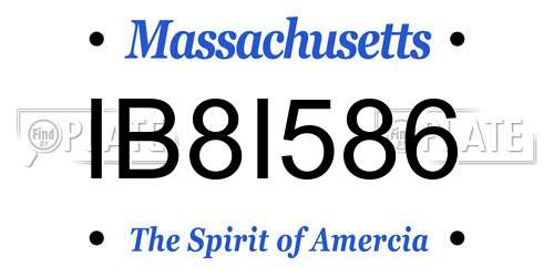 IB8I586 Massachusetts License Plate