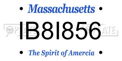 IB8I856 Massachusetts License Plate