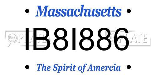 IB8I886 Massachusetts License Plate