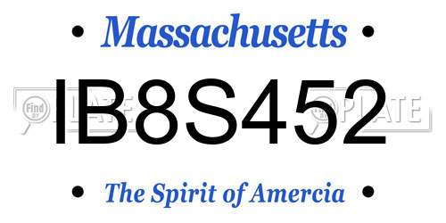 IB8S452 Massachusetts License Plate