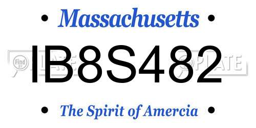 IB8S482 Massachusetts License Plate