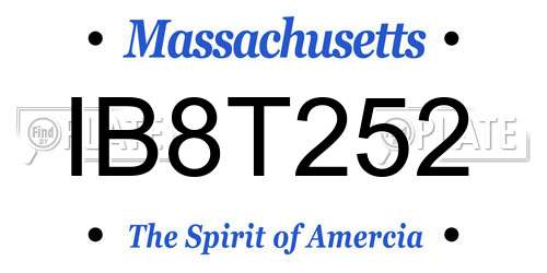 IB8T252 Massachusetts License Plate