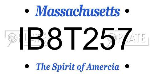 IB8T257 Massachusetts License Plate