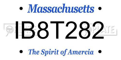 IB8T282 Massachusetts License Plate