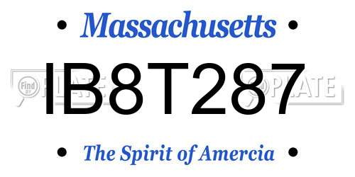 IB8T287 Massachusetts License Plate