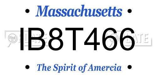 IB8T466 Massachusetts License Plate