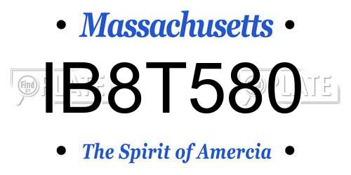 IB8T580 Massachusetts License Plate