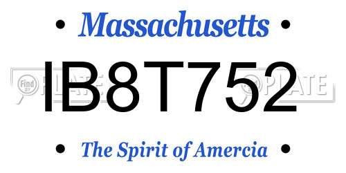 IB8T752 Massachusetts License Plate