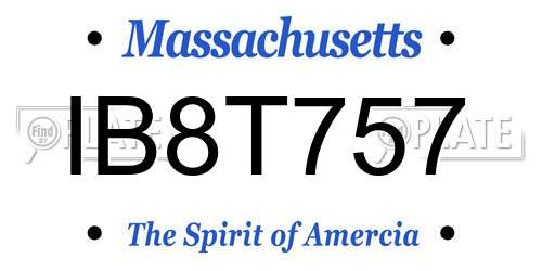 IB8T757 Massachusetts License Plate