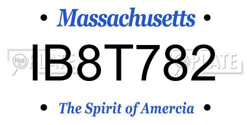 IB8T782 Massachusetts License Plate