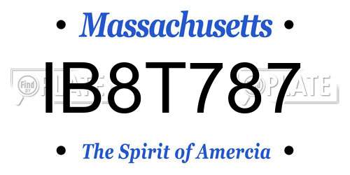 IB8T787 Massachusetts License Plate